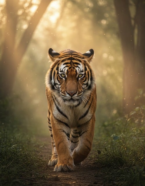 Free wildlife photography royal bengal tiger tiger in forest illustration