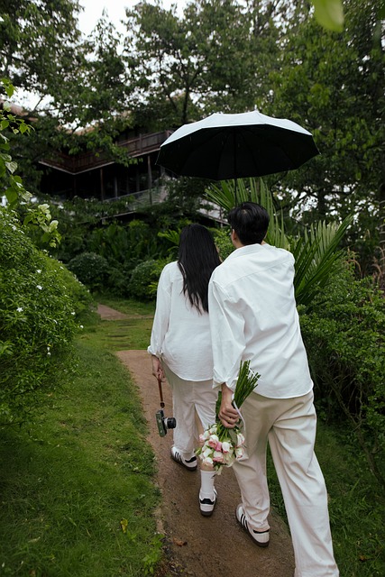 Sombrilla, Lluvia, Pareja, Amor