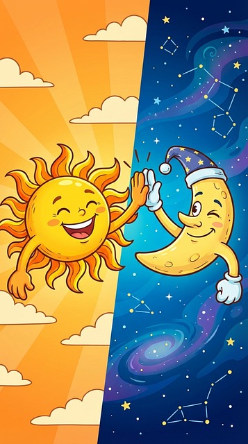 Free sun moon sky illustration