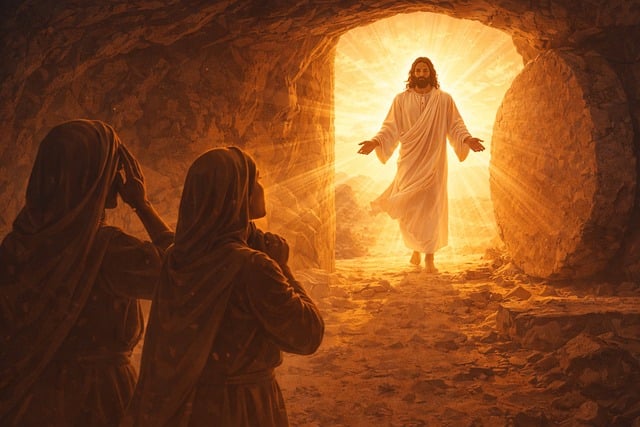 Free risen christ maria illustration