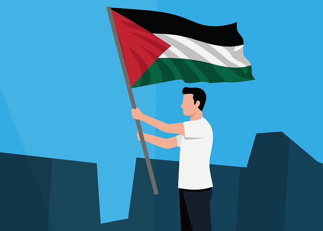 Free palestine flag protest vector