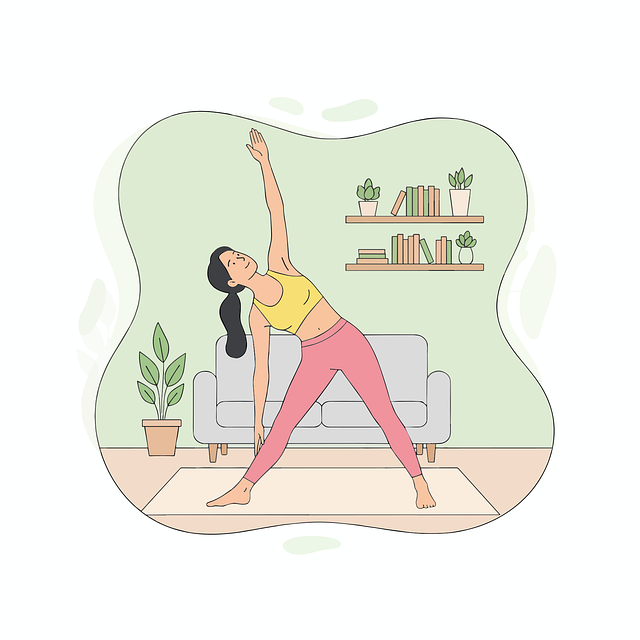 Free yoga practice side stretch woman stretching vector