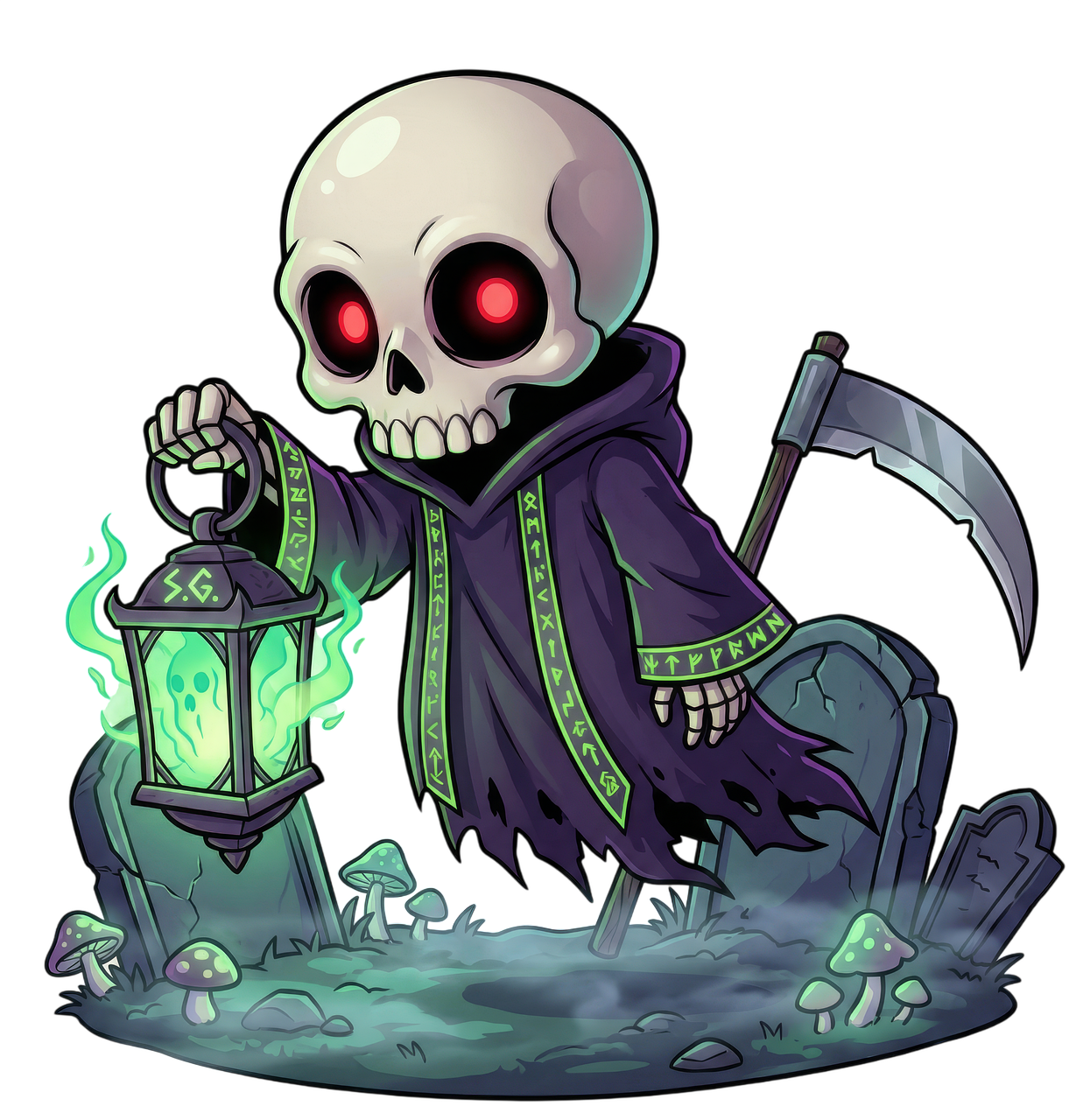 Download Grim Reaper, Cute Skeleton, Chibi. Royalty-Free Stock ...