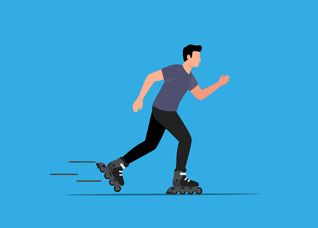 Free rollerblading man sport vector