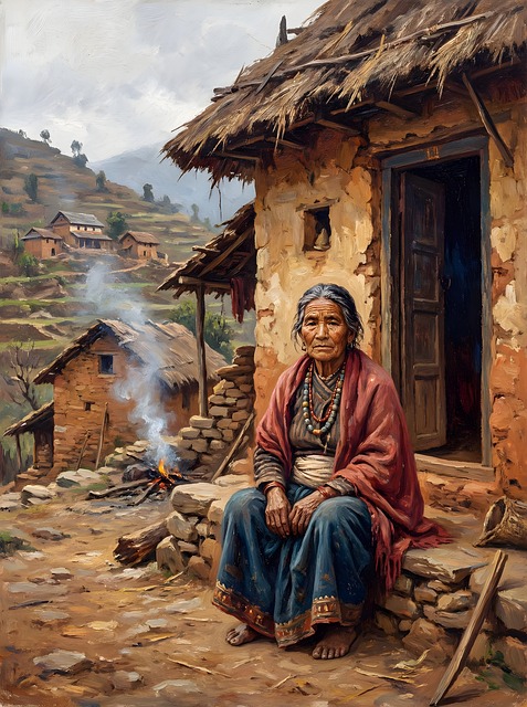 Free woman nepal himalayan illustration