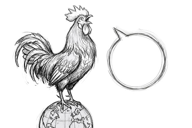 Free rooster globe speech illustration