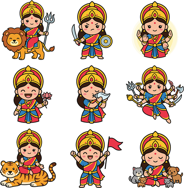 Free goddess durga hindu deity navratri vector