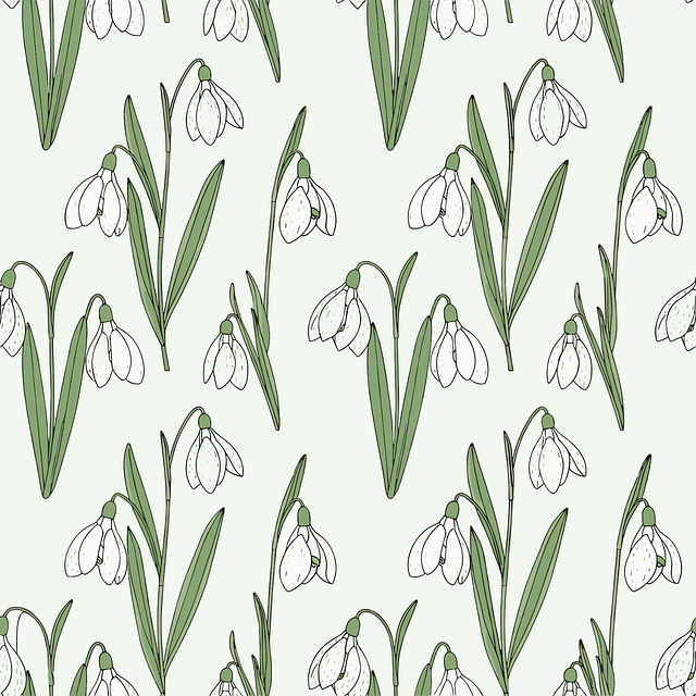Free snowdrop pattern spring flowers floral seamless pattern vector