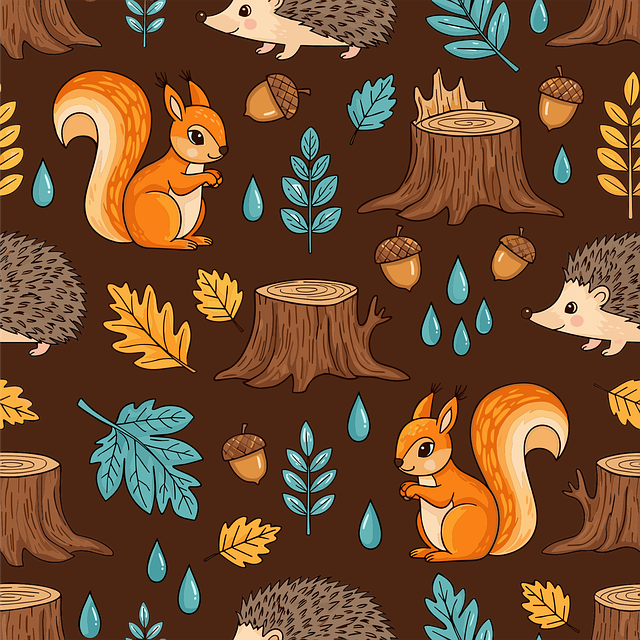 Download free HD stock image of Squirrel Pattern Free squirrel pattern squirrel seamless design autumn forest pattern vector