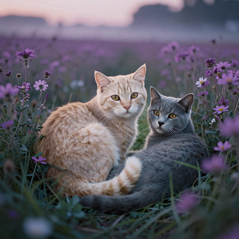 Kat, Feline, Dyr, Maskot, Blomst, Felt