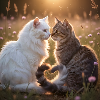 Kat, Feline, Dyr, Maskot, Hvid, Blomst