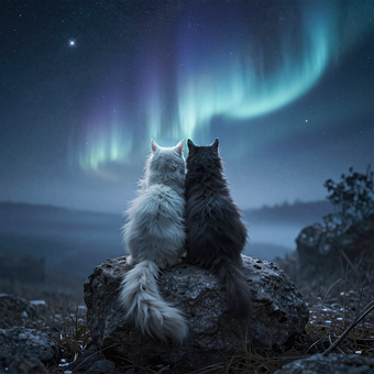Katte, Sunrise, Boreale, Nat, Stjerne