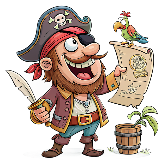 Free pirate cartoon skull illustration