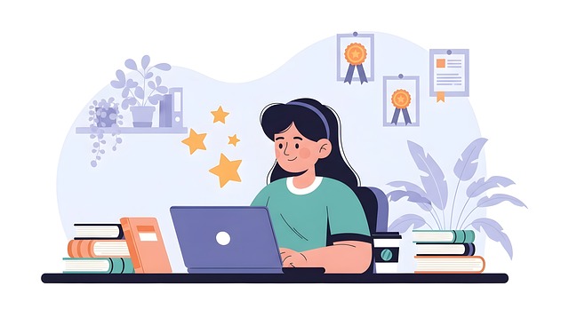 Free student laptop books illustration