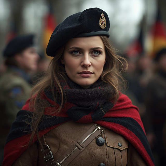 Frau, Mütze, Soldat, Schal, Uniform