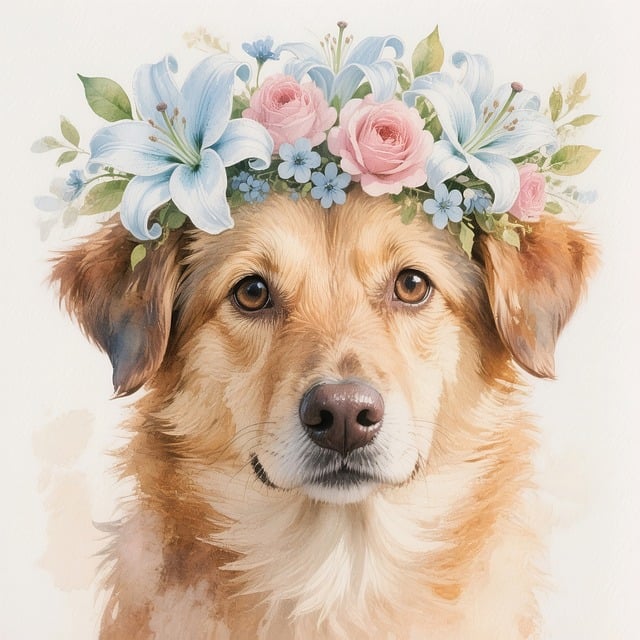 Free dog portrait watercolor illustration