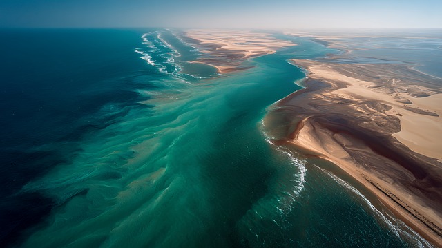Free aerial river sea illustration