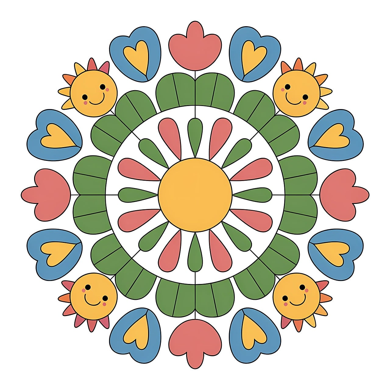 Mandala, Sol, Hjerte, Dekorative