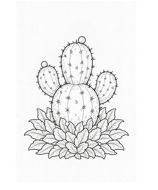 Free Cactus Coloring illustration and picture