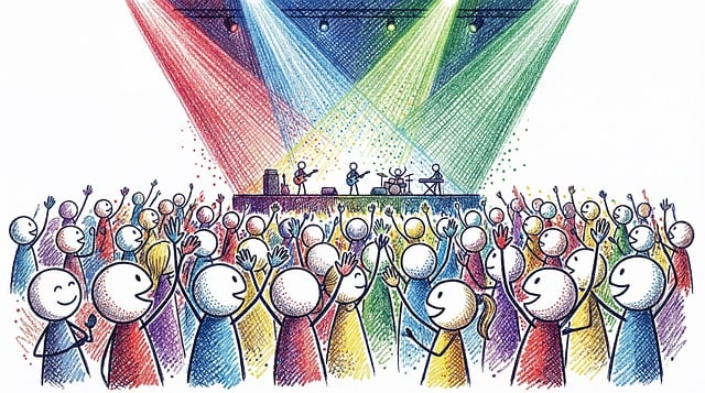 Free concert crowd music illustration