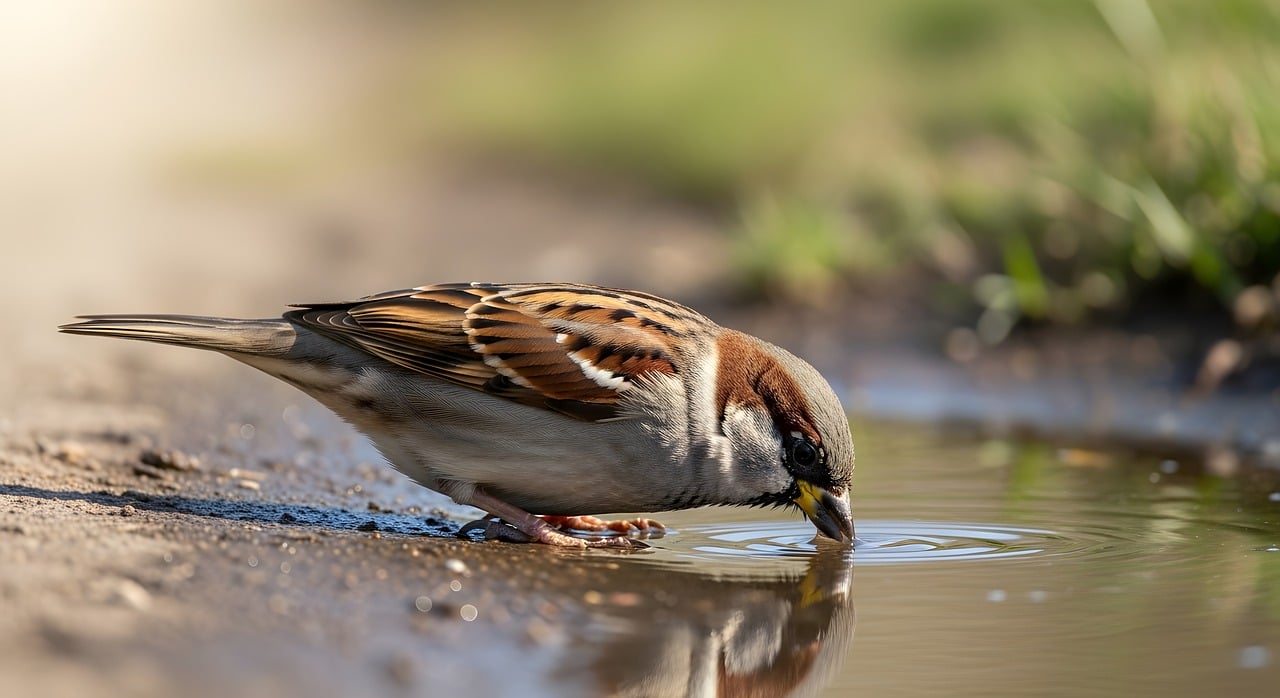 Sparrow Bird Drinking - Free photo on Pixabay