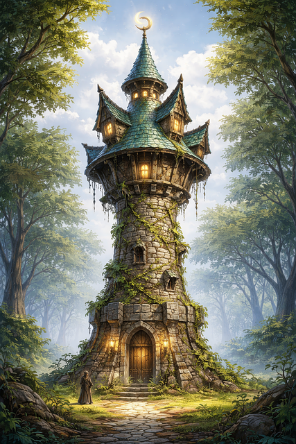 Free fantasy tower wizard illustration
