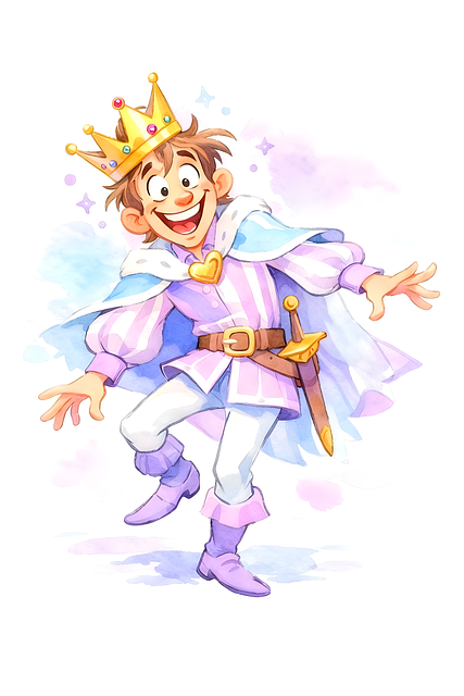 Free whimsical prince cartoon prince watercolor illustration illustration