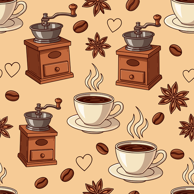 Free coffee seamless pattern coffee grinder wooden coffee mill vector