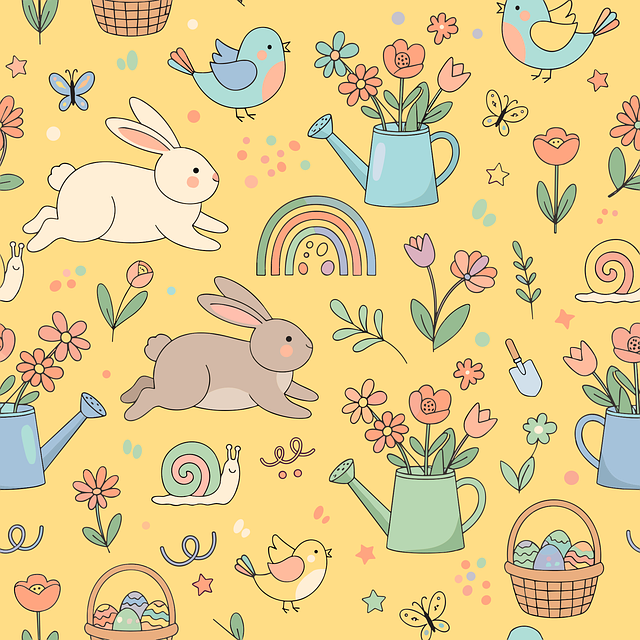 Free spring pattern seamless pattern bunny illustration illustration