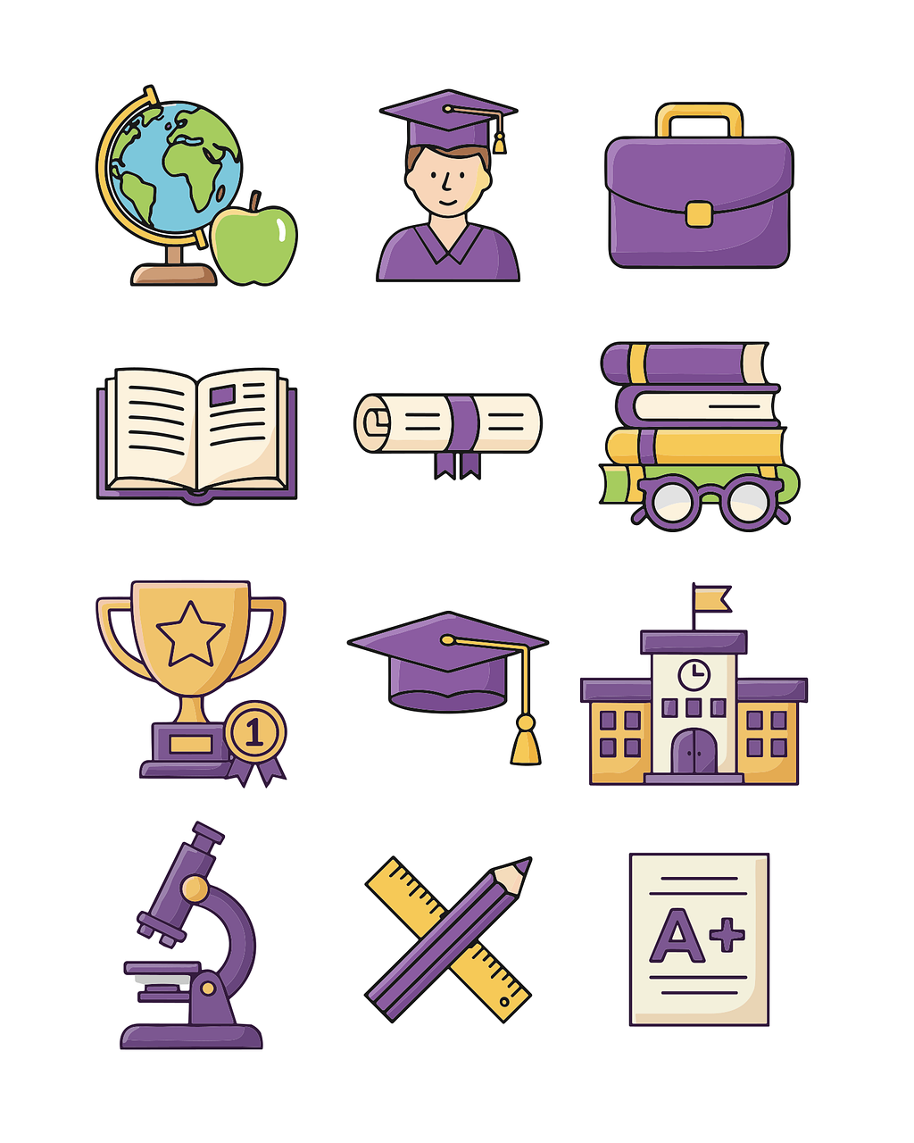 Download Education Icon Set, Academic Symbols, Graduation Icons ...