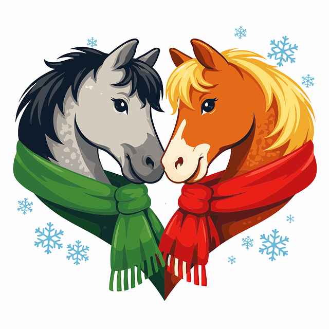 Free horses heart winter vector