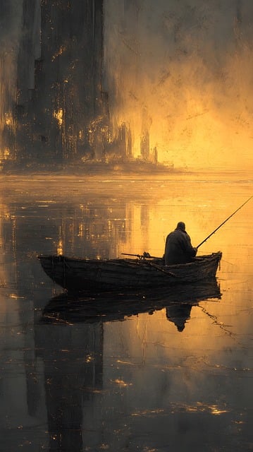Free lacustrine golden dystopian illustration