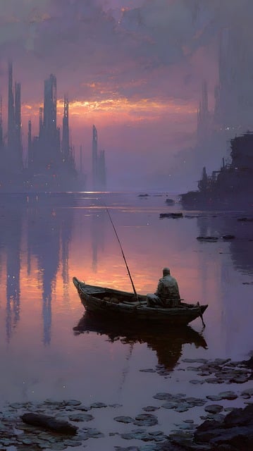 Free lacustrine purple dystopian illustration
