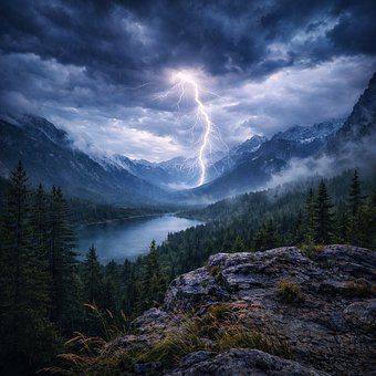 Relámpago, Tormenta, Montañas, Alpino