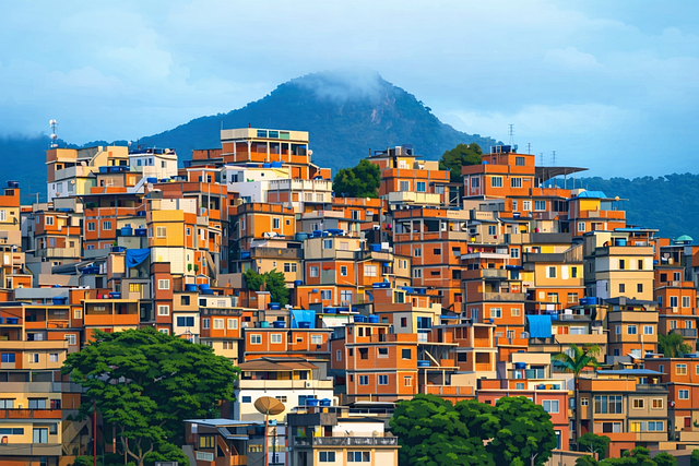 Brasilien, Favela, Dichte Bebauung, Hang