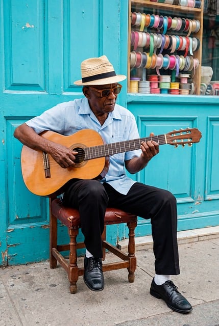 Cubanske, Musiker, Guitar, Havana, Cuba