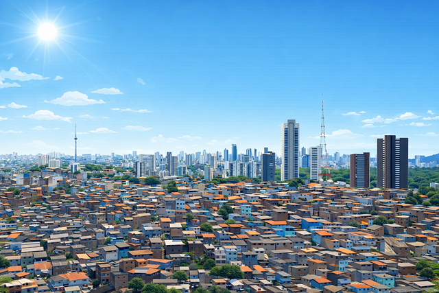 Brasil, Favela, Horizonte, Día Soleado