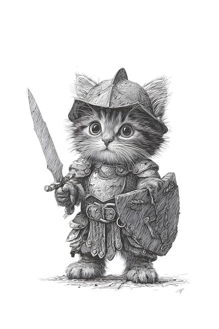 Free little cat funny playful illustration