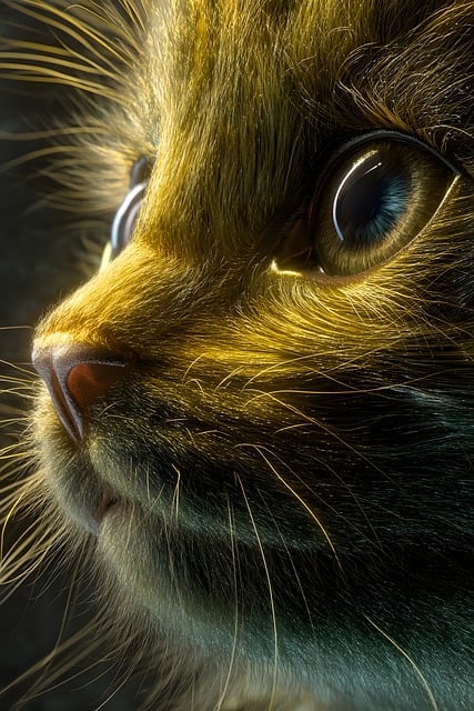 Free little cat golden hyperrealism illustration