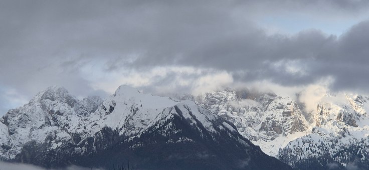 Dolomiten, Alpen, Berge, Schnee, Winter