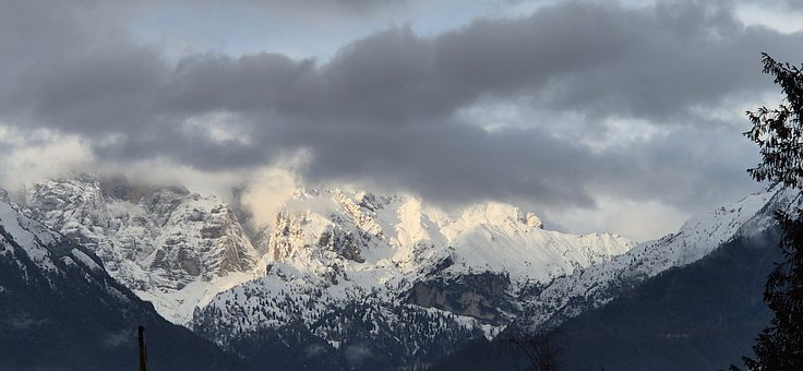 Dolomiten, Alpen, Berge, Schnee, Winter