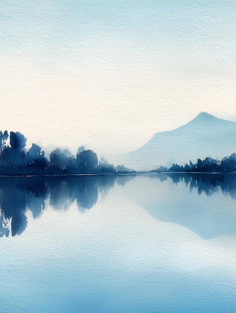 Free water reflection mountain illustration