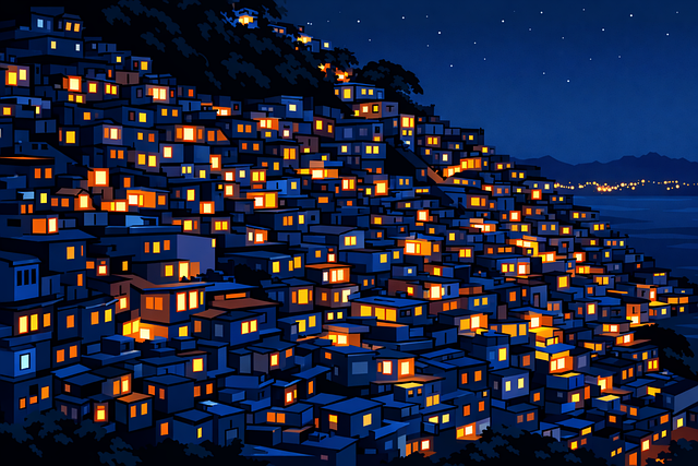 Favela, Brasil, Brasileño, Noche