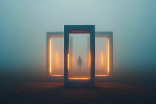 Mysteriöse Figur, Leuchtende Rahmen