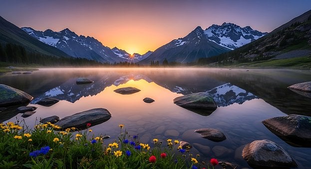 Free Lake Mountains illustration and picture