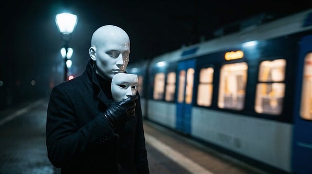 Mannequin, Maske, Plattform, Zug, Nacht