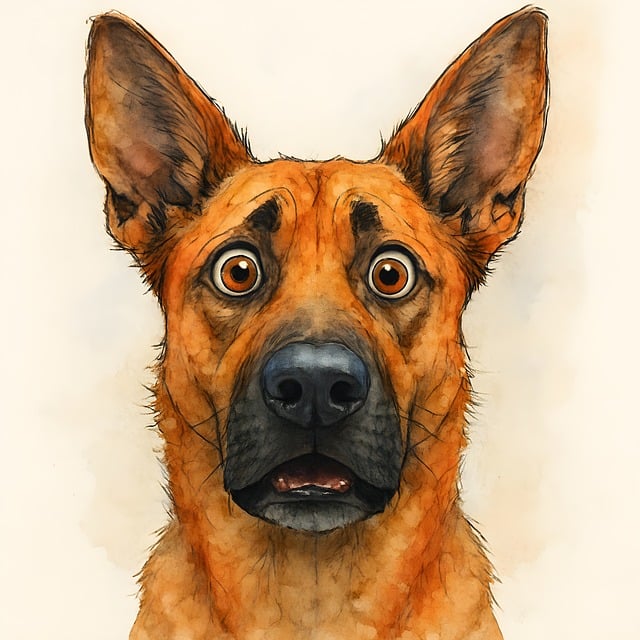 Akvarel, Hund, Portræt, Udtryk, Kreativ