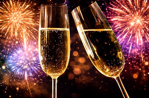 Champagneglas, Nytår, Fyrværkeri