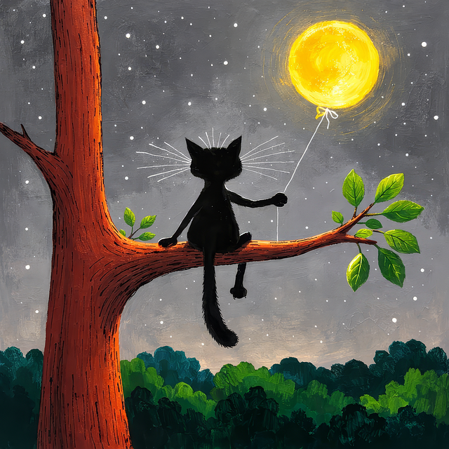 Free cat black cat moon illustration