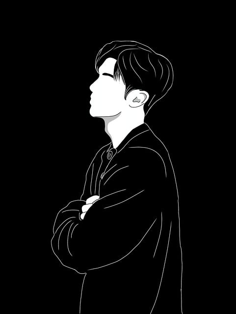 Free man portrait sad illustration